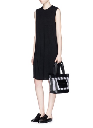 Figure View - Click To Enlarge - ALEXANDER WANG - Leather panel woven stripe tote