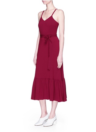 Figure View - Click To Enlarge - CO - Belted ruffle crepe dress