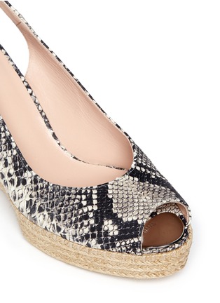 Detail View - Click To Enlarge - STUART WEITZMAN - Jean'' snakeskin-effect leather espadrille wedge sandals