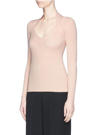 Front View - Click To Enlarge - CÉDRIC CHARLIER - Halterneck band rib sweater