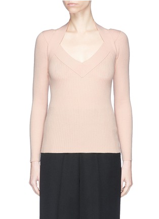 Main View - Click To Enlarge - CÉDRIC CHARLIER - Halterneck band rib sweater