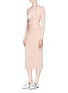 Figure View - Click To Enlarge - CÉDRIC CHARLIER - Halterneck band rib knit dress
