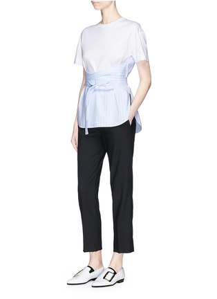 Figure View - Click To Enlarge - CÉDRIC CHARLIER - Stripe tie apron hem T-shirt