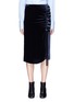 Main View - Click To Enlarge - CÉDRIC CHARLIER - Drawstring ruched ruffle velvet midi skirt