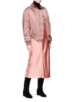 Figure View - Click To Enlarge - CÉDRIC CHARLIER - Zip outseam satin bomber jacket