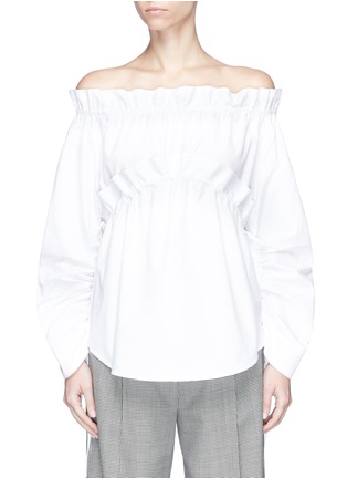 Main View - Click To Enlarge - CÉDRIC CHARLIER - Ruffle off-shoulder poplin top