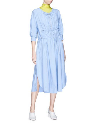Figure View - Click To Enlarge - CÉDRIC CHARLIER - Drawstring ruched ripstop dress