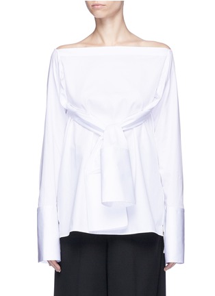 Main View - Click To Enlarge - DION LEE - Double sleeve tie poplin top