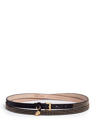 Main View - Click To Enlarge - ALEXANDER MCQUEEN - Skull stud double wrap leather belt