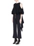 Front View - Click To Enlarge - ELLERY - 'Baby' ruffle sash drape cropped cold shoulder top