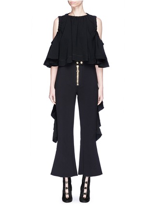 Main View - Click To Enlarge - ELLERY - 'Baby' ruffle sash drape cropped cold shoulder top