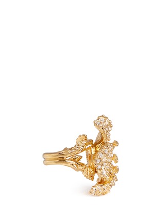 Detail View - Click To Enlarge - ALEXANDER MCQUEEN - Swarovski crystal flower ring