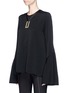 Front View - Click To Enlarge - ELLERY - 'Backlash' detachable necklace flared sleeve top