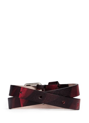 Back View - Click To Enlarge - ALEXANDER MCQUEEN - Double wrap camouflage print skull charm leather bracelet