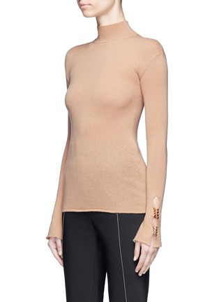 Front View - Click To Enlarge - ELLERY - 'Yours Sincerely' barbell cuff funnel neck sweater