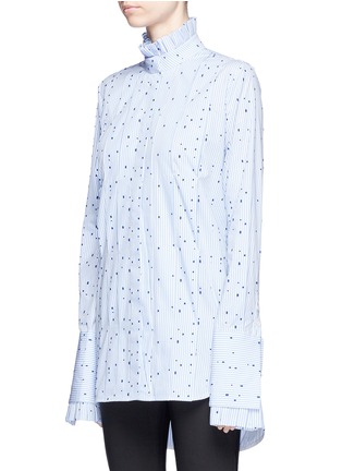 Front View - Click To Enlarge - ELLERY - 'Angelus' dot fil coupé pleated stripe shirt