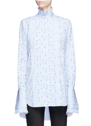 Main View - Click To Enlarge - ELLERY - 'Angelus' dot fil coupé pleated stripe shirt