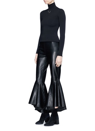 Figure View - Click To Enlarge - ELLERY - 'Sinuous' cropped full flare leather pants