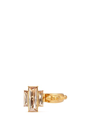 Main View - Click To Enlarge - ALEXANDER MCQUEEN - Swarovski crystal spike stud two finger ring