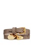 Main View - Click To Enlarge - ALEXANDER MCQUEEN - Skull charm double wrap embossed leather bracelet