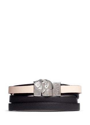 Main View - Click To Enlarge - ALEXANDER MCQUEEN - Triple strap skull leather bracelet
