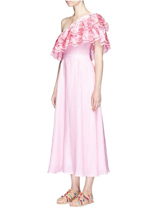 Front View - Click To Enlarge - GÜL HÜRGEL - x The Webster 'Belle' embroidered ruffle one-shoulder dress