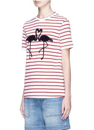 Front View - Click To Enlarge - ÊTRE CÉCILE - Flamingo print Breton stripe T-shirt