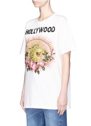 Front View - Click To Enlarge - GUCCI - 'Hollywood' leopard and lightning bolt print oversized T-shirt