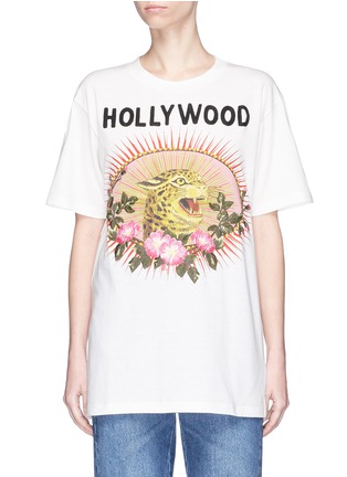 Main View - Click To Enlarge - GUCCI - 'Hollywood' leopard and lightning bolt print oversized T-shirt