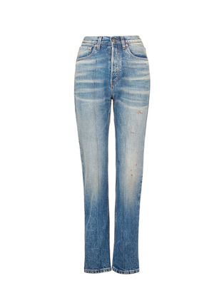 Main View - Click To Enlarge - GUCCI - Butterfly appliqué stone wash broken twill jeans