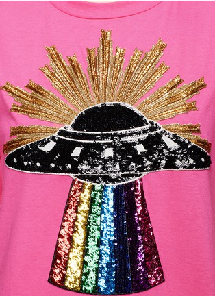 Detail View - Click To Enlarge - GUCCI - Sequin UFO appliqué T-shirt