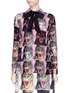 Main View - Click To Enlarge - GUCCI - Bow neck tiger face crepe shirt