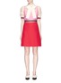 Main View - Click To Enlarge - GUCCI - Bow neck floral lace sleeve web trim dress