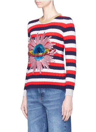 Front View - Click To Enlarge - GUCCI - Space embellished stripe sweater