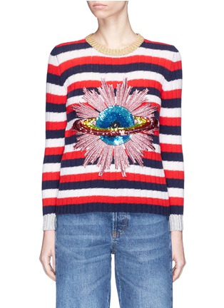 Main View - Click To Enlarge - GUCCI - Space embellished stripe sweater