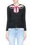 Main View - Click To Enlarge - GUCCI - Bow glass pearl floral embroidered collar cashmere-silk cardigan