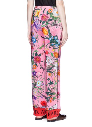 Back View - Click To Enlarge - GUCCI - 'Floral Snake' print silk pyjama pants