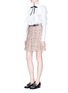 Figure View - Click To Enlarge - GUCCI - Horsebit belt pleated tweed skirt