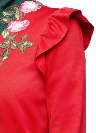 Detail View - Click To Enlarge - GUCCI - Floral appliqué tech jersey turtleneck track jacket
