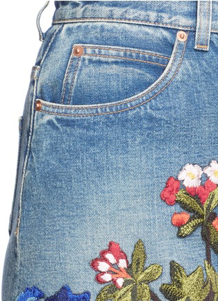 Detail View - Click To Enlarge - GUCCI - Bunny floral appliqué denim skirt