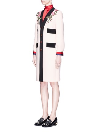 Front View - Click To Enlarge - GUCCI - GG pearl button grosgrain ribbon wool coat