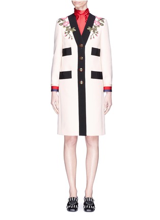 Main View - Click To Enlarge - GUCCI - GG pearl button grosgrain ribbon wool coat