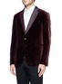 Front View - Click To Enlarge - ARMANI COLLEZIONI - Diamond check lapel velvet tuxedo jacket