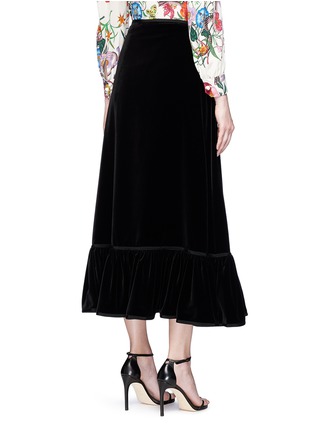 Back View - Click To Enlarge - GUCCI - Floral embellished velvet maxi peplum skirt