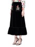 Front View - Click To Enlarge - GUCCI - Floral embellished velvet maxi peplum skirt