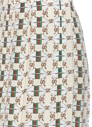 Detail View - Click To Enlarge - GUCCI - 'Web Kisses' print pleated silk crepe skirt