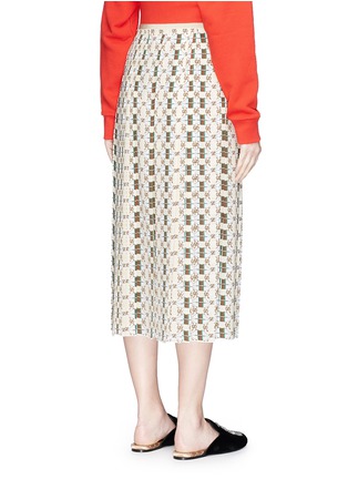 Back View - Click To Enlarge - GUCCI - 'Web Kisses' print pleated silk crepe skirt