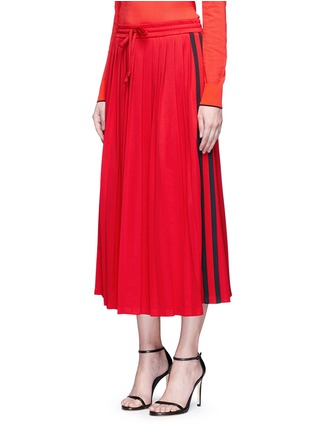 Front View - Click To Enlarge - GUCCI - Pleated Web trim tech jersey track skirt
