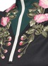 Detail View - Click To Enlarge - GUCCI - Floral appliqué ruffle sleeve tech jersey dress