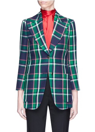 Main View - Click To Enlarge - GUCCI - 'Love' sequin tiger appliqué check plaid wool jacket